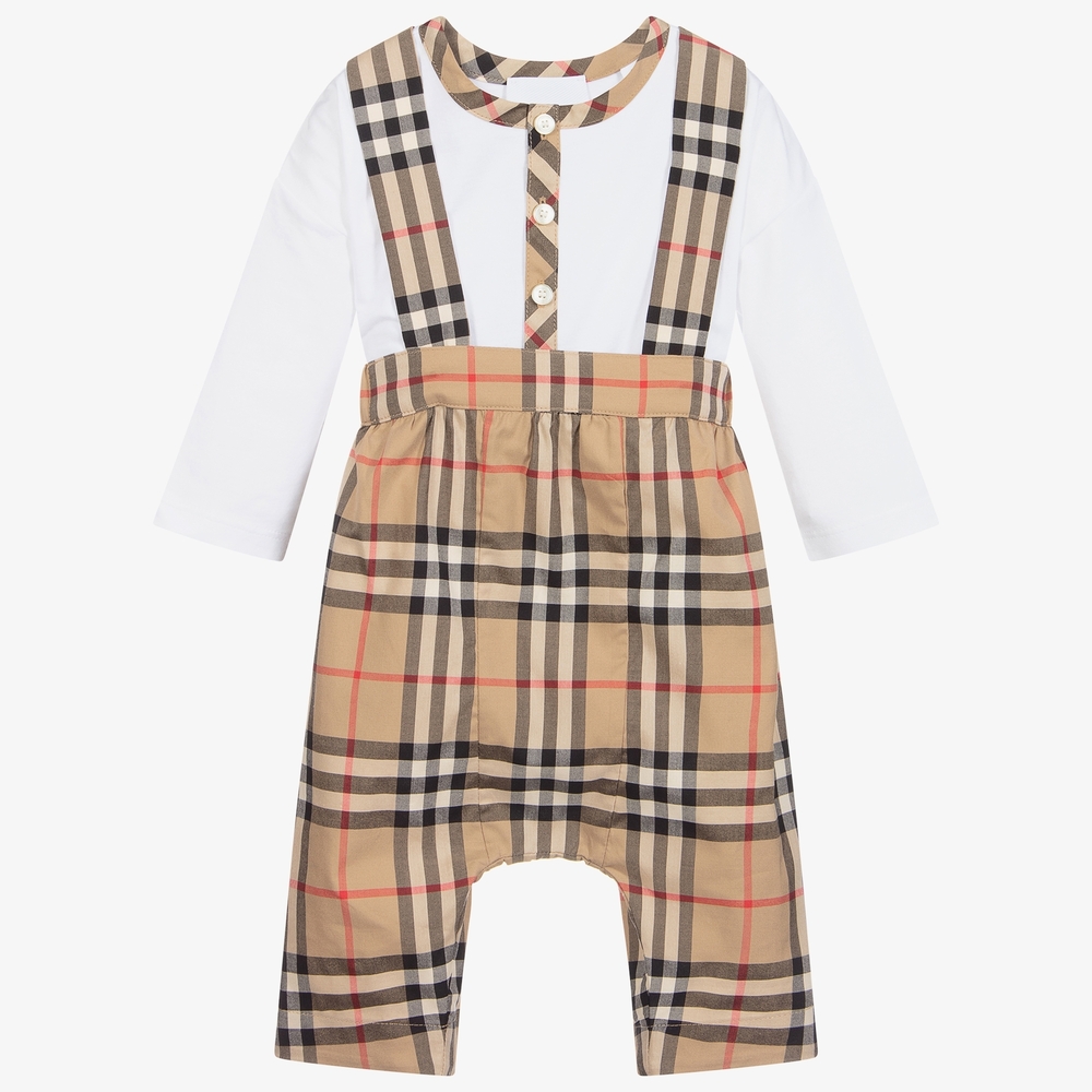 Burberry Kids Tan Plaid Suspenders